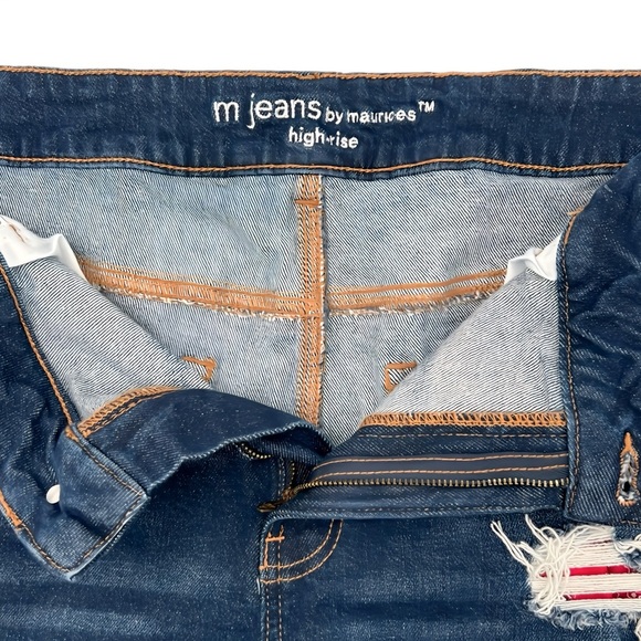 Maurices M Jeans High Rise Distressed Red Bandana Denim Shorts Sz 18W Plus Size - Picture 5 of 8